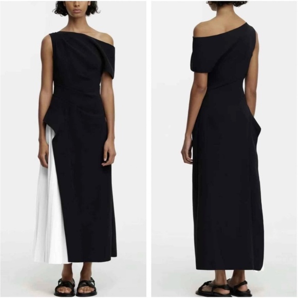 ACLER Sudden Midi Dress in Black & Ivory - Picture 3 of 8